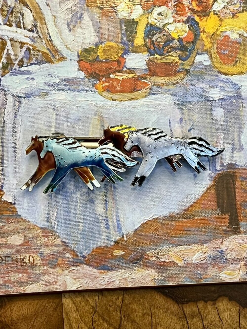 Coldwater Creek Enamel Running Horse Barette "REAR"